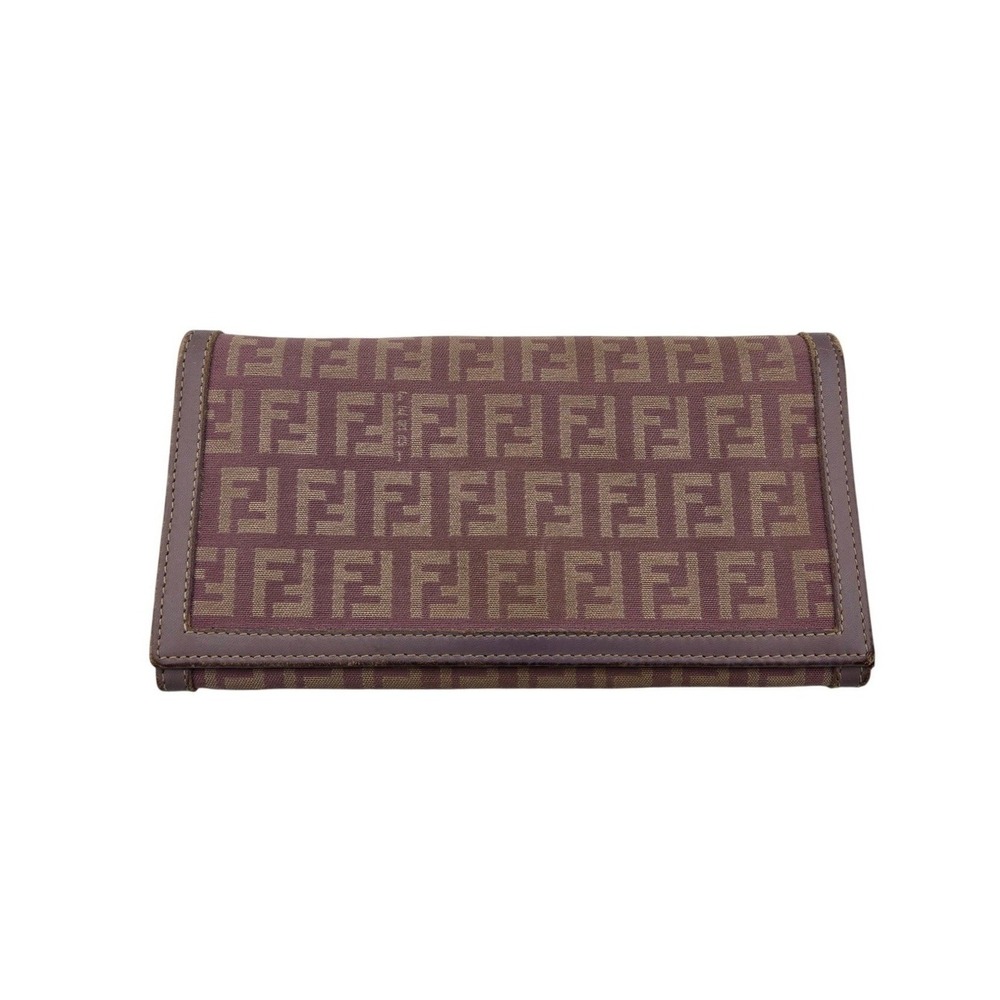 Fendi Zucca Canvas Long Wallet Lavender Lilac Monogram